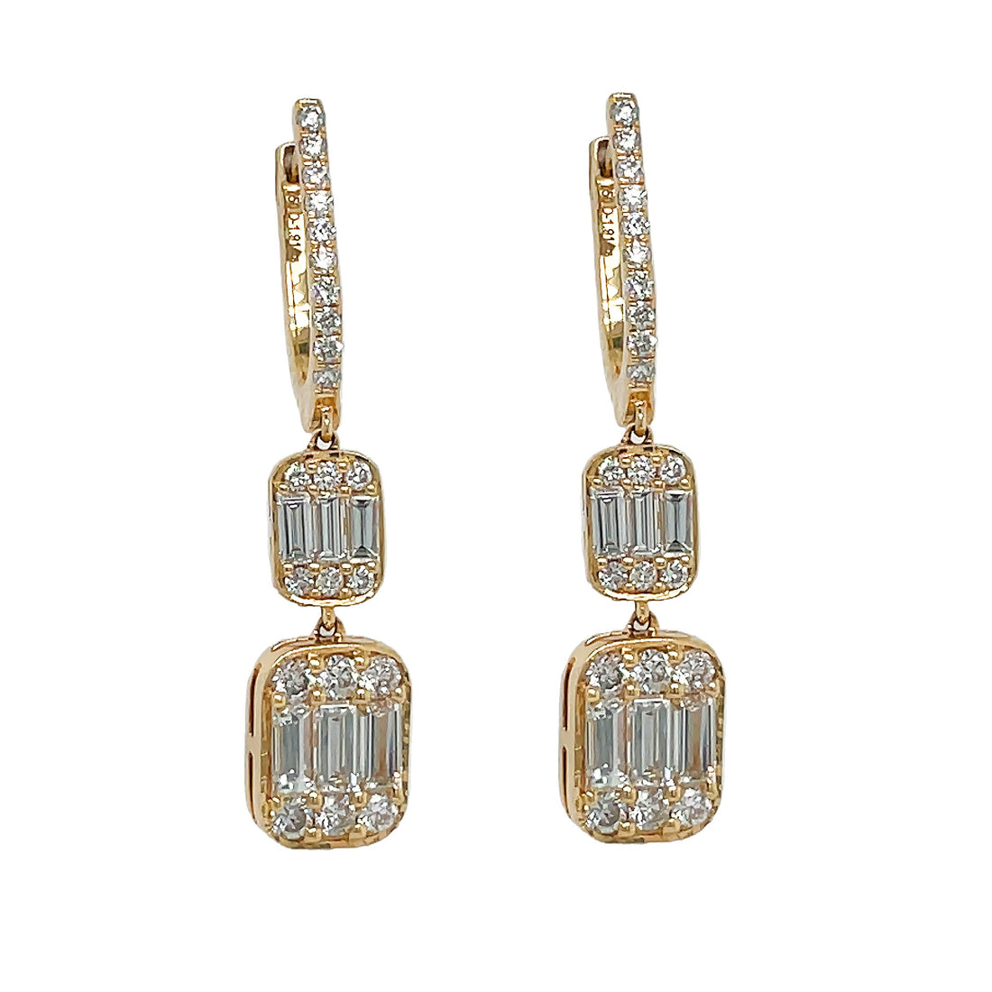 18kt Yellow Gold Diamond Dangling Earrings