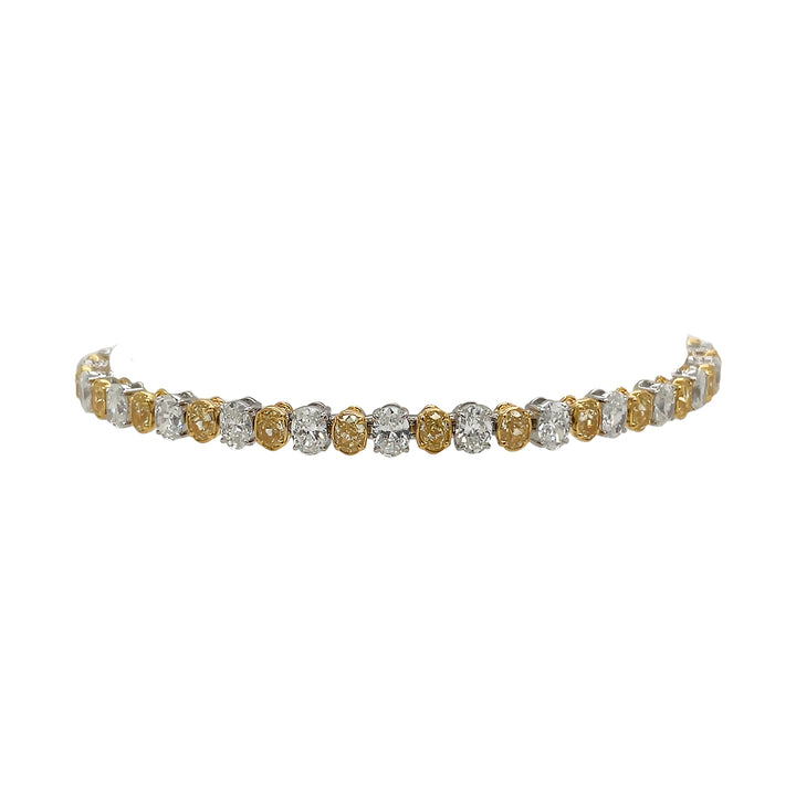 18kt White and Yellow Gold Diamond and Yellow Diamond Tennis Bracelet