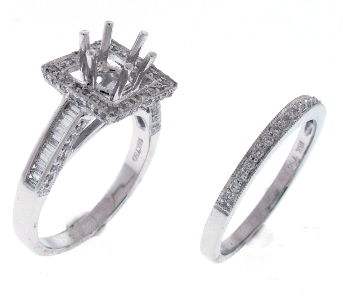 18kt White Gold Diamond Halo Semi Mount