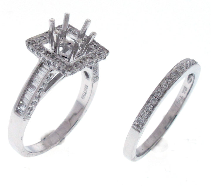 18kt White Gold Diamond Halo Semi Mount