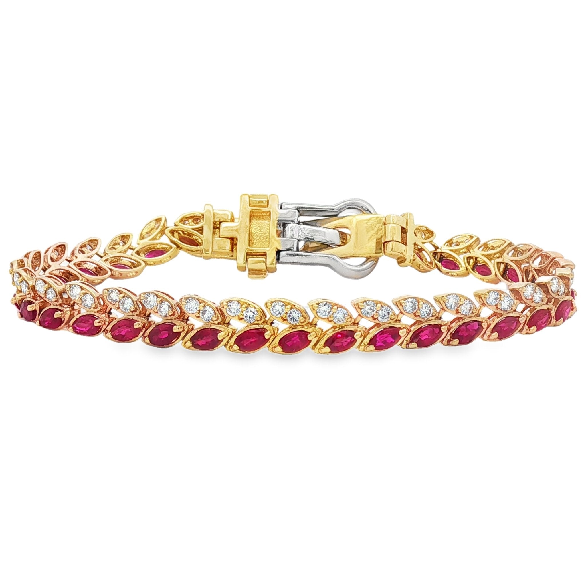 18kt Yellow Gold Diamond And Ruby Bracelet
