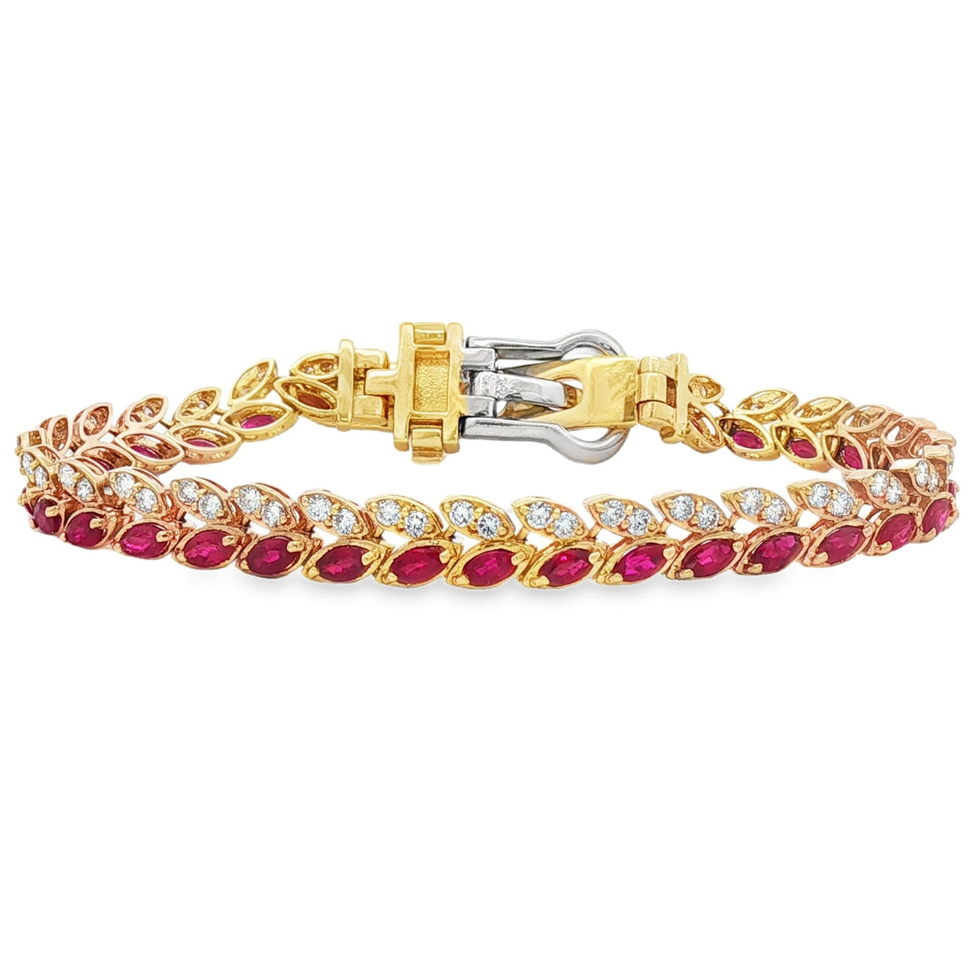 18kt Yellow Gold Diamond And Ruby Bracelet