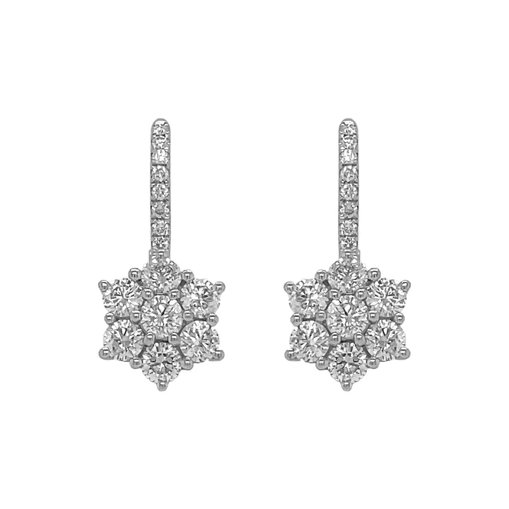 18kt White Gold  Diamond Danggling Earrings