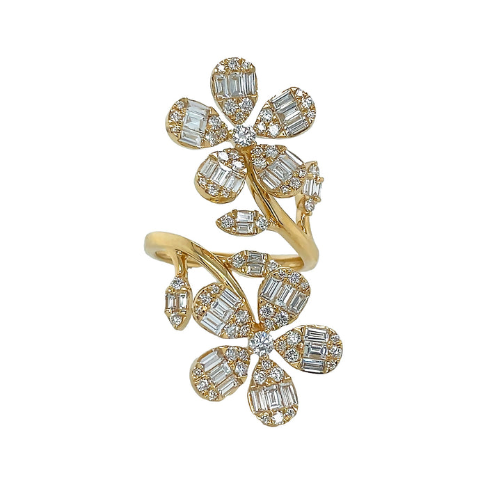 18kt Yellow Gold Diamond Flower Ring