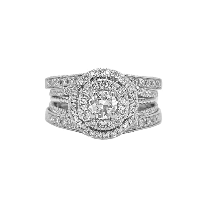 14kt White Gold Diamond and Blue Sapphire Ring