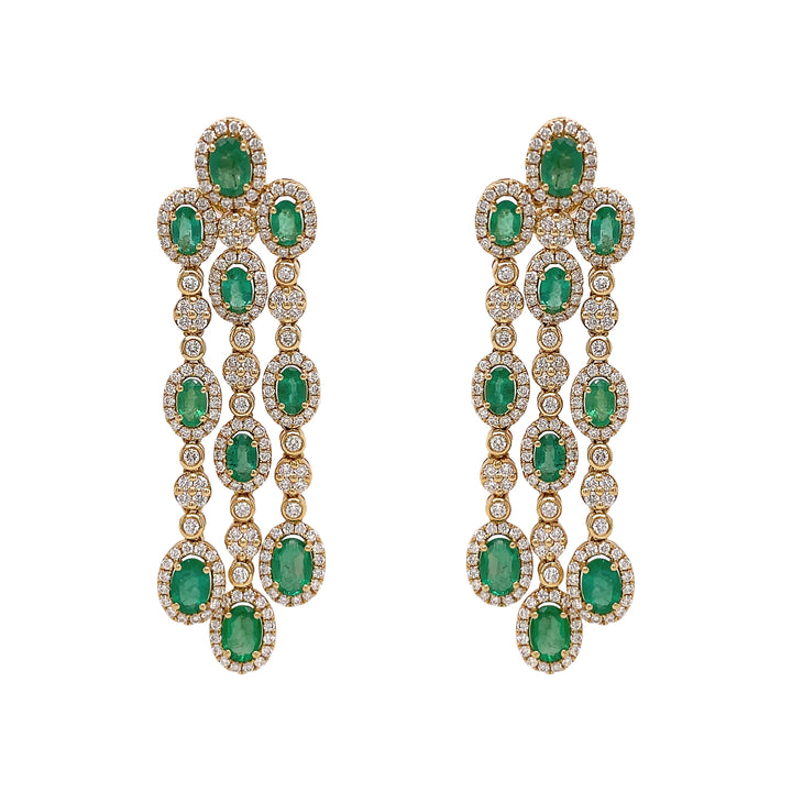 18kt Yellow Gold Diamond And Emerald Earrings
