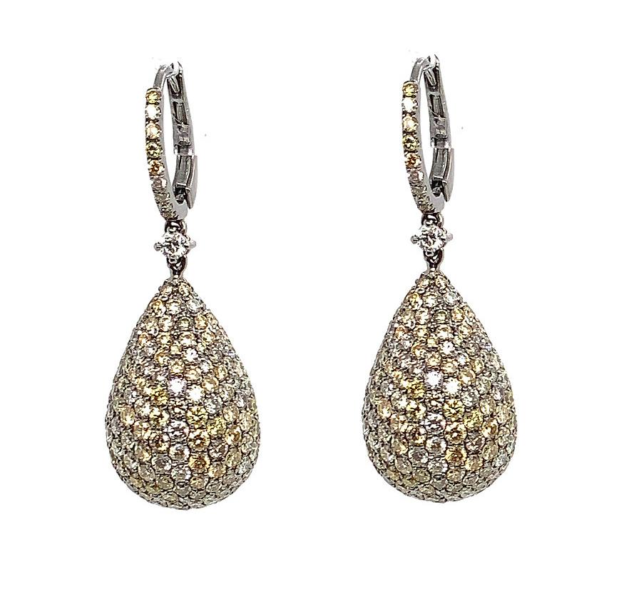 18kt Black Gold Yellow Diamond Dangling Earrings