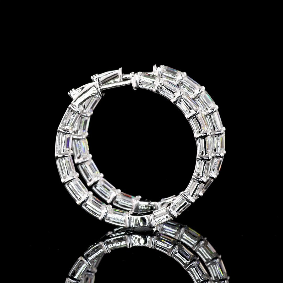 14kt White Gold Lab Diamond Hoops
