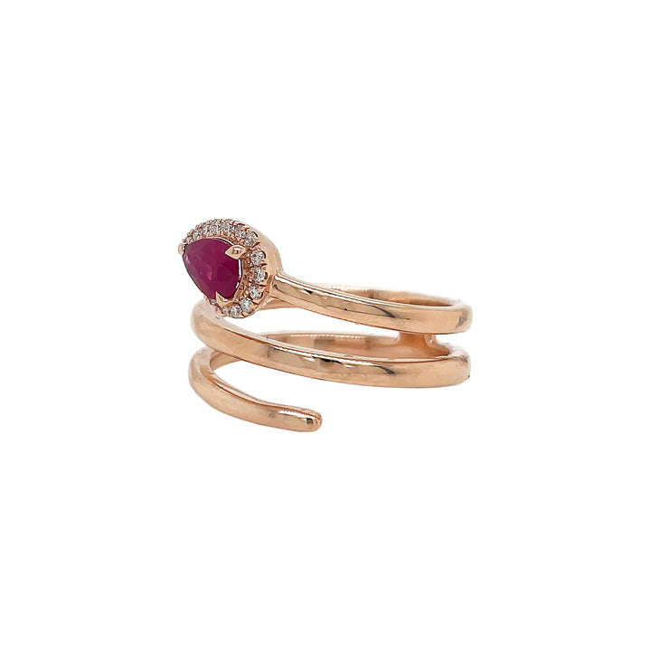 18kt Rose Gold Diamond And Ruby Ring