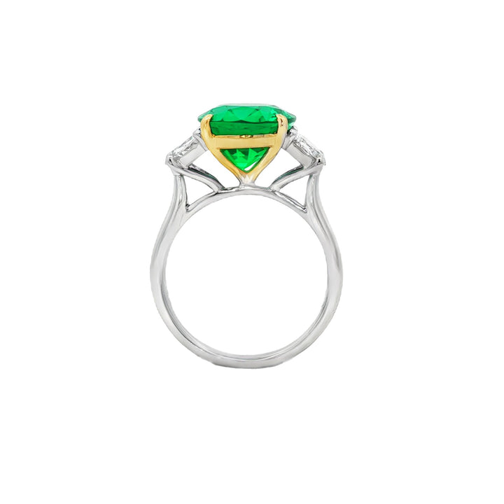 14kt Yellow And White Gold Lab Diamond And Green Emerald Ring