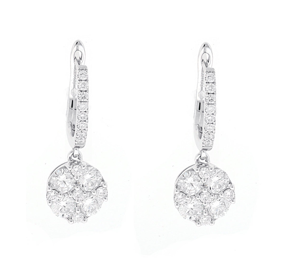 18kt White Gold Diamond Dangling Earrings