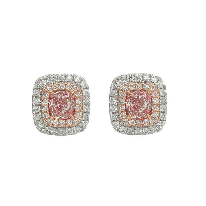 18kt White and Rose Gold Diamond and Pink Diamond Earrings