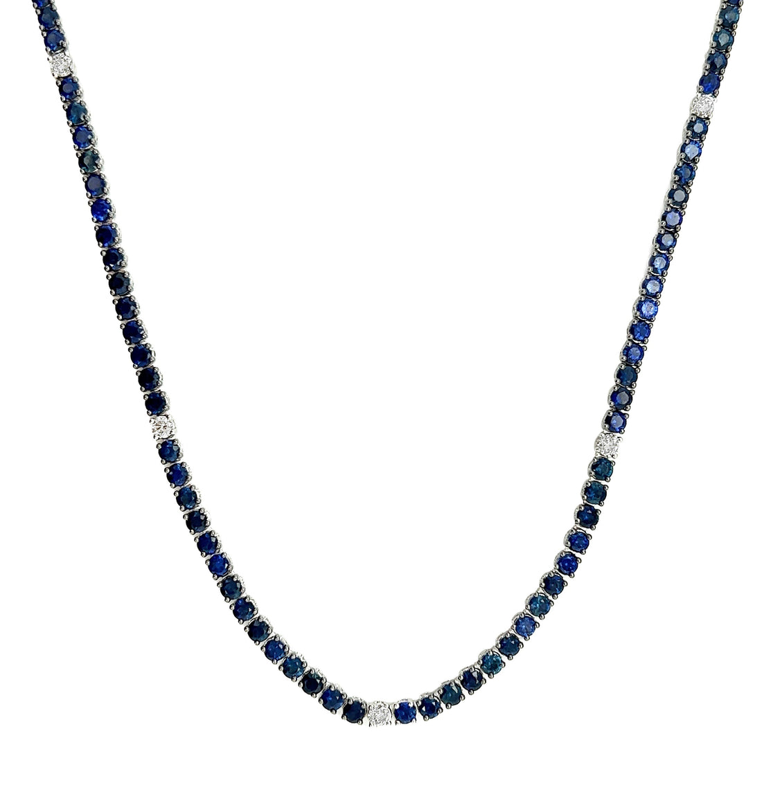 18kt White Gold Diamond and Sapphire Necklace