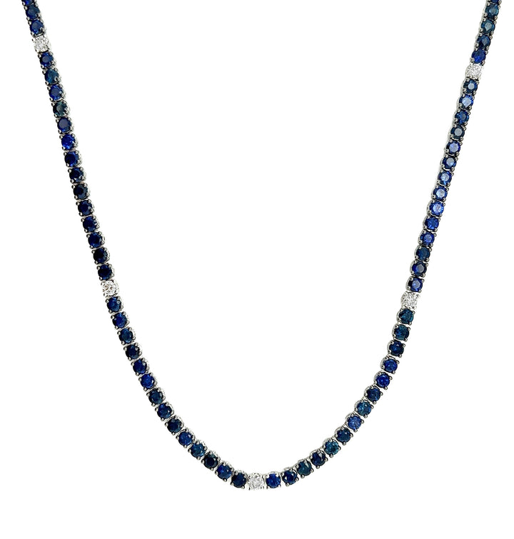 18kt White Gold Diamond and Sapphire Necklace
