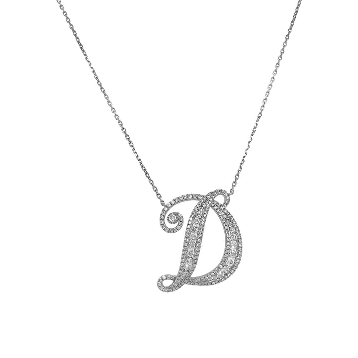 18kt White Gold Diamond Initial 'D' Pendant
