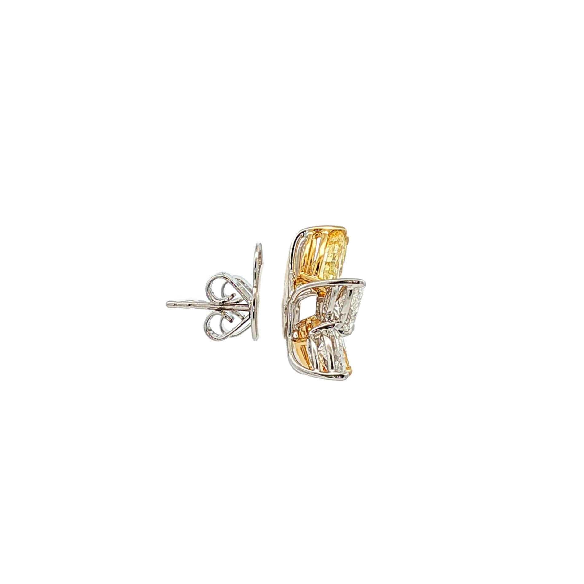 18kt White And Yellow Gold Lab Diamond And Yellow Diamond Earring