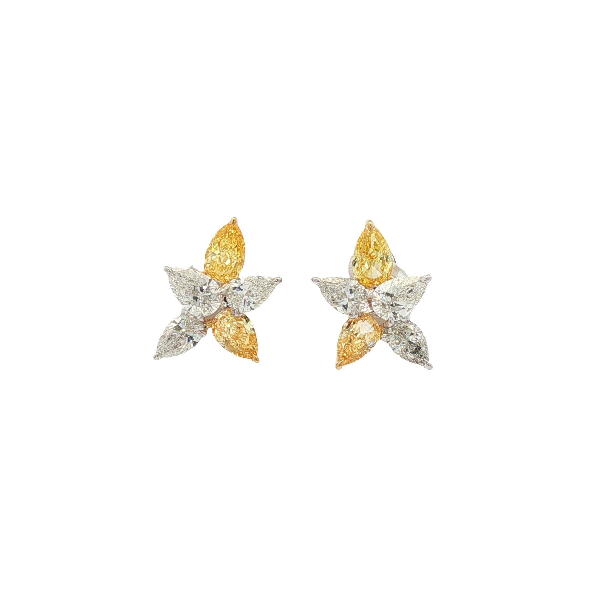 18kt White And Yellow Gold Lab Diamond And Yellow Diamond Earring