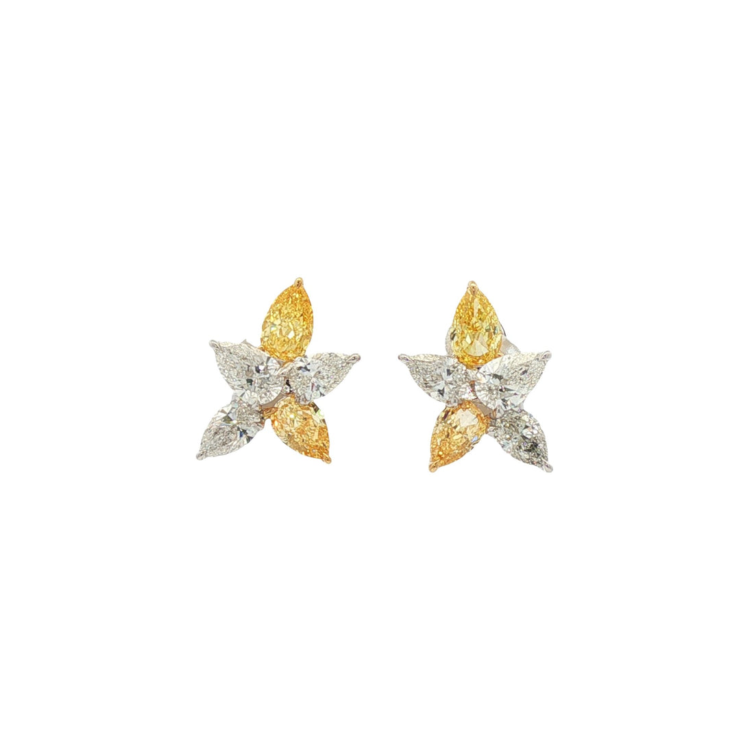 18kt White And Yellow Gold Lab Diamond And Yellow Diamond Earring