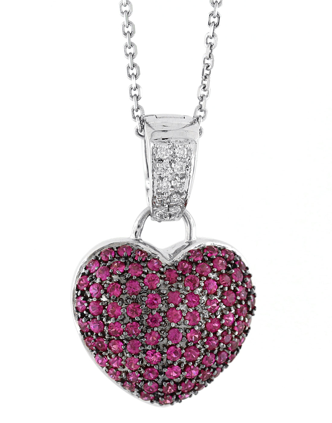 18kt White Gold Pink Sapphire Heart Pendant