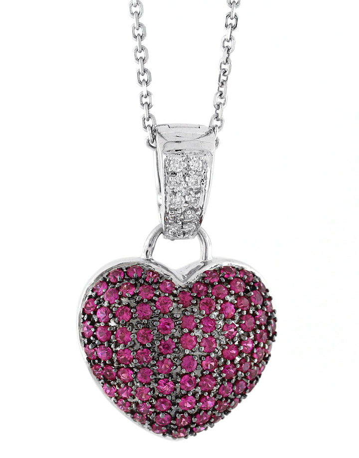 18kt White Gold Pink Sapphire Heart Pendant