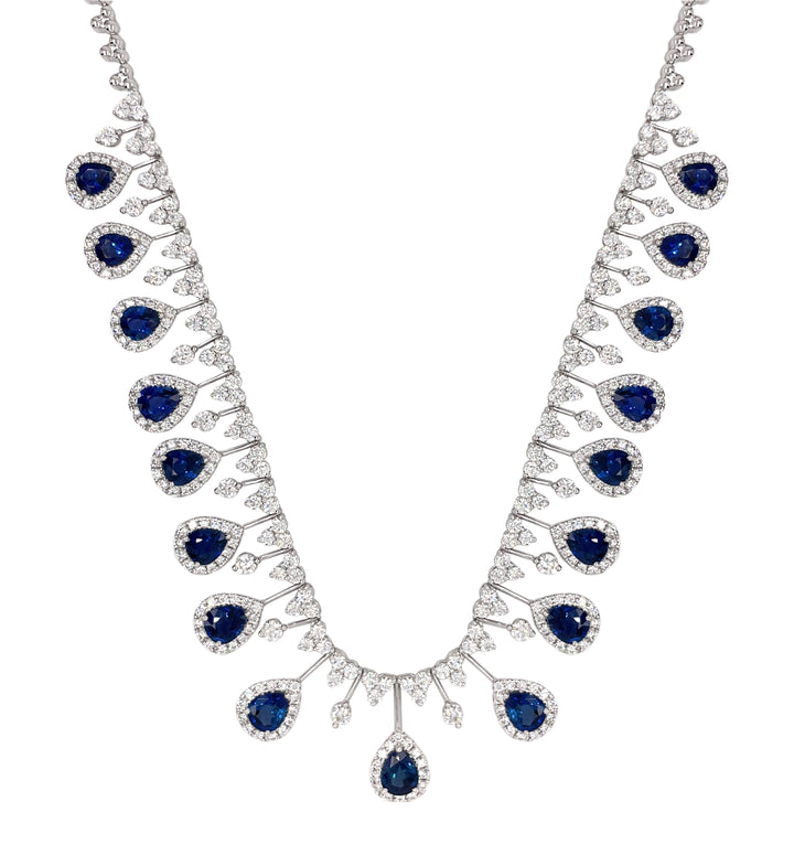 18kt White Gold Diamond and Sapphire Necklace.
