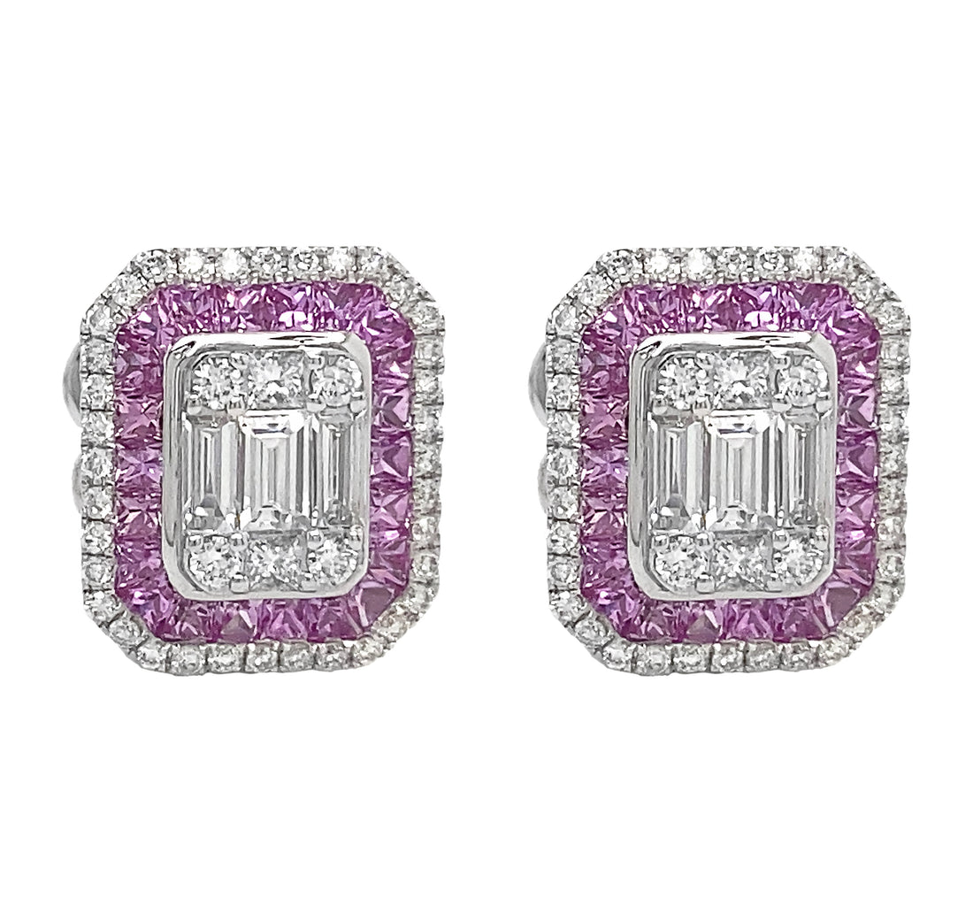 18kt White Gold Diamond and Sapphire Earrings