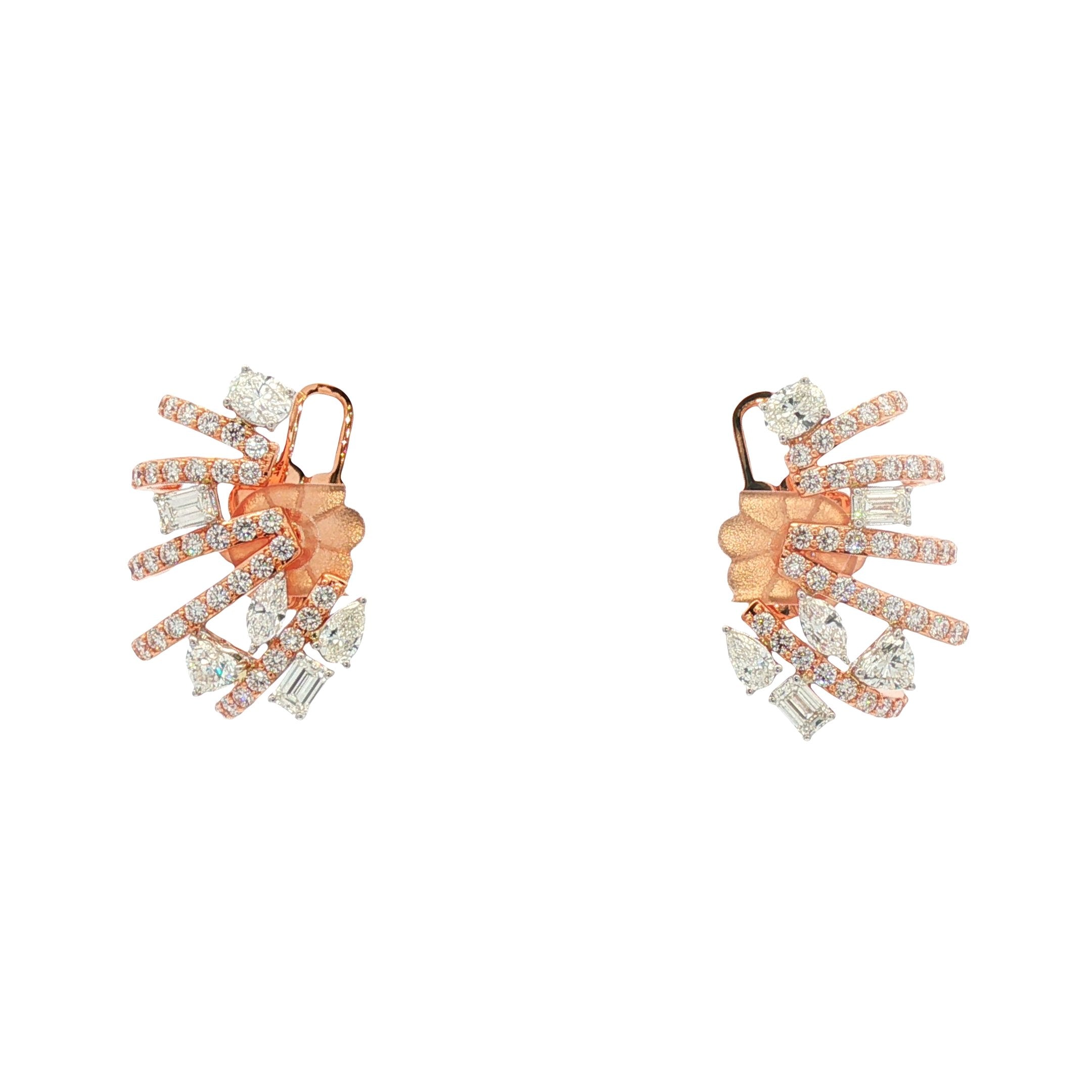 18kt Rose And White Gold Diamond Earrings