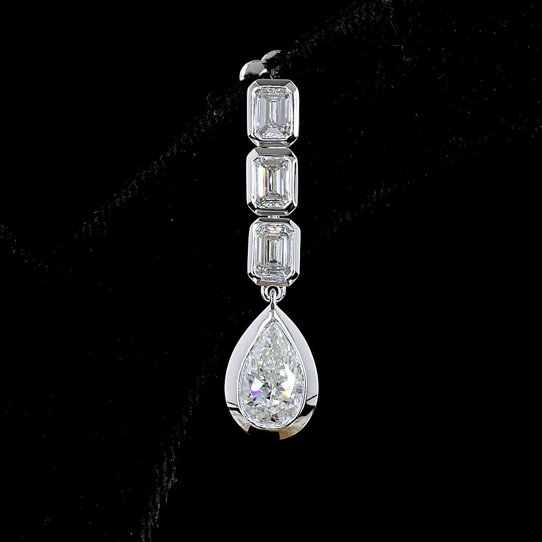 14kt White Gold Lab Diamond Dangling Earrings