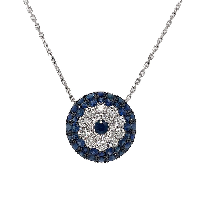 18kt White Gold Diamond and Sapphire Pendant
