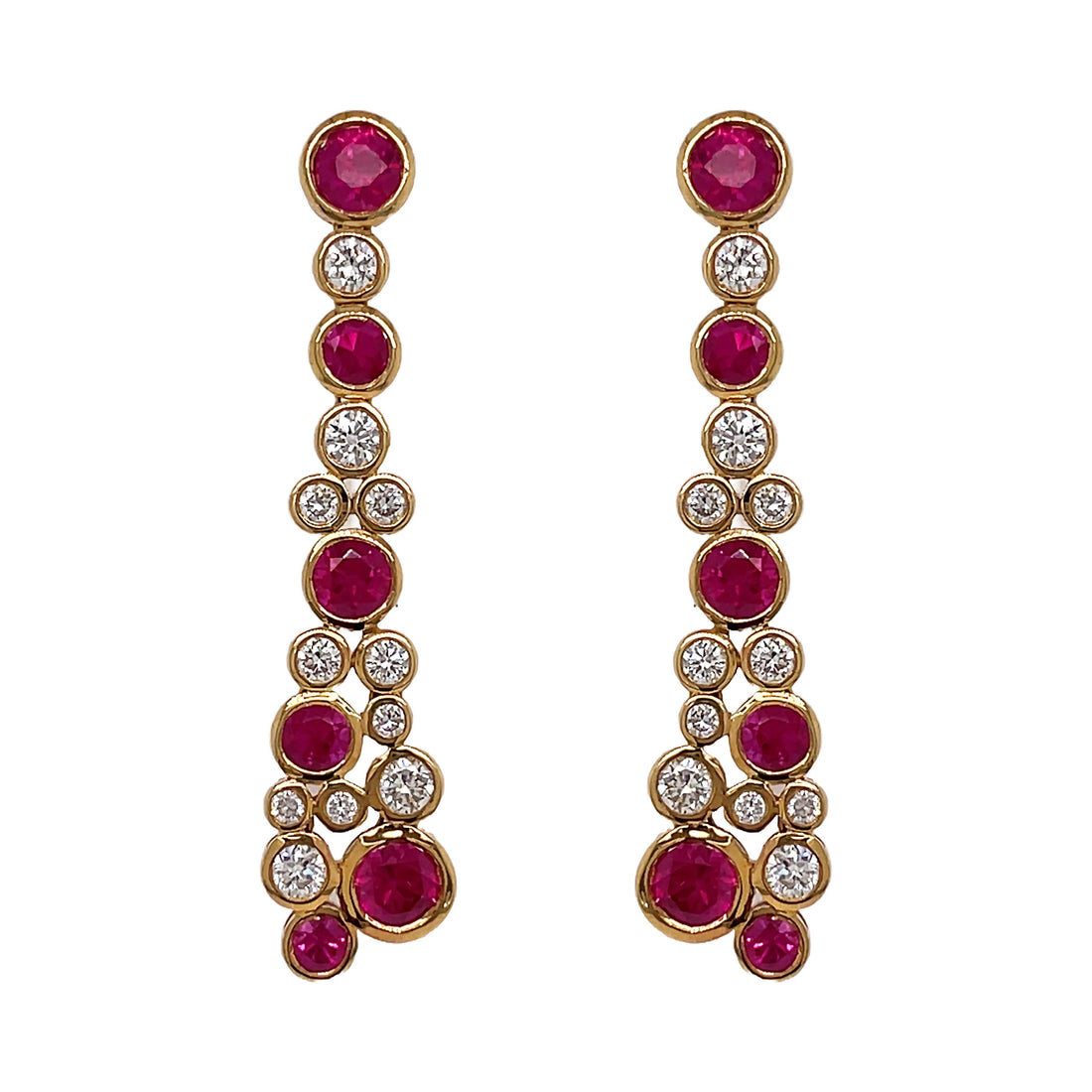 18kt Yellow Gold Diamond And Ruby Earrings.