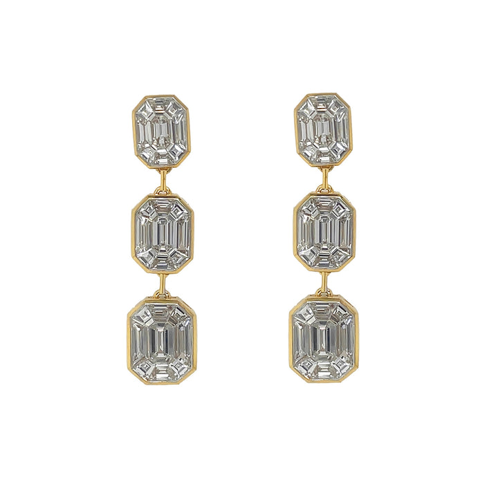18kt Yellow Gold Diamond Dangling Earrings