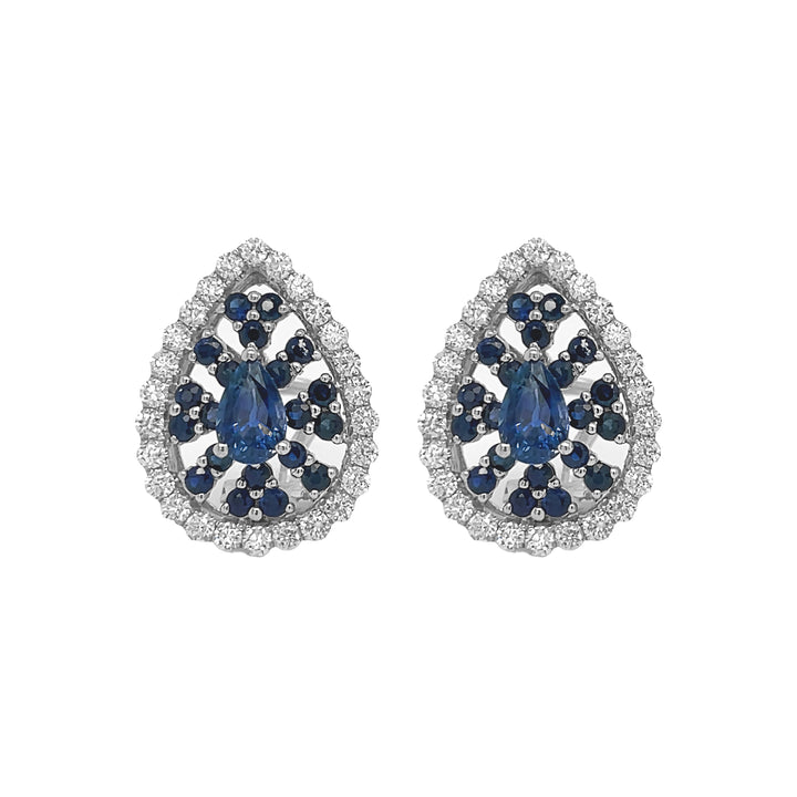 18kt White Gold Diamond and Blue Sapphire Earrings