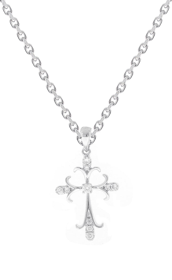 18kt White Gold Diamond Cross Pendant