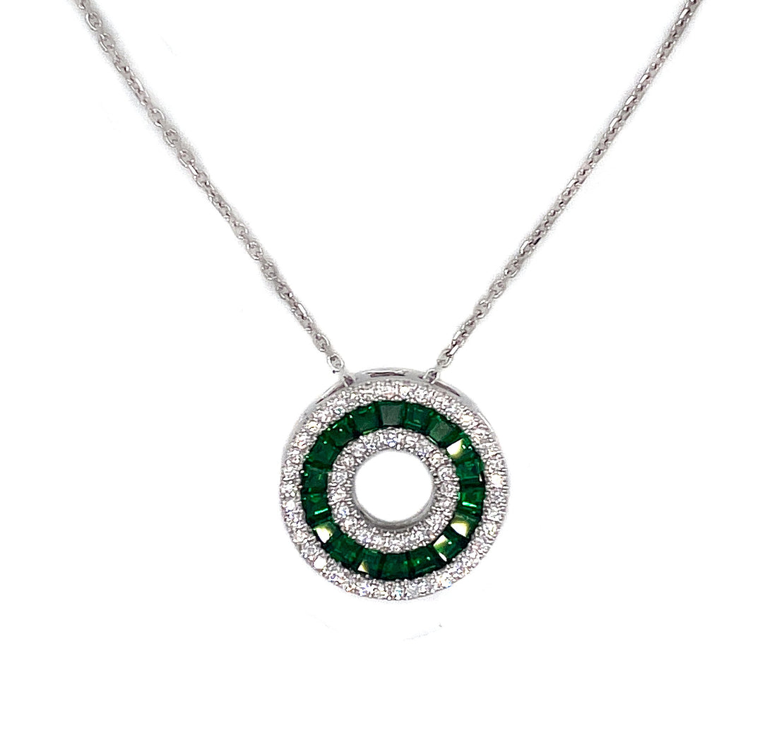 18kt White Gold Diamond and Tsavorite Pendant