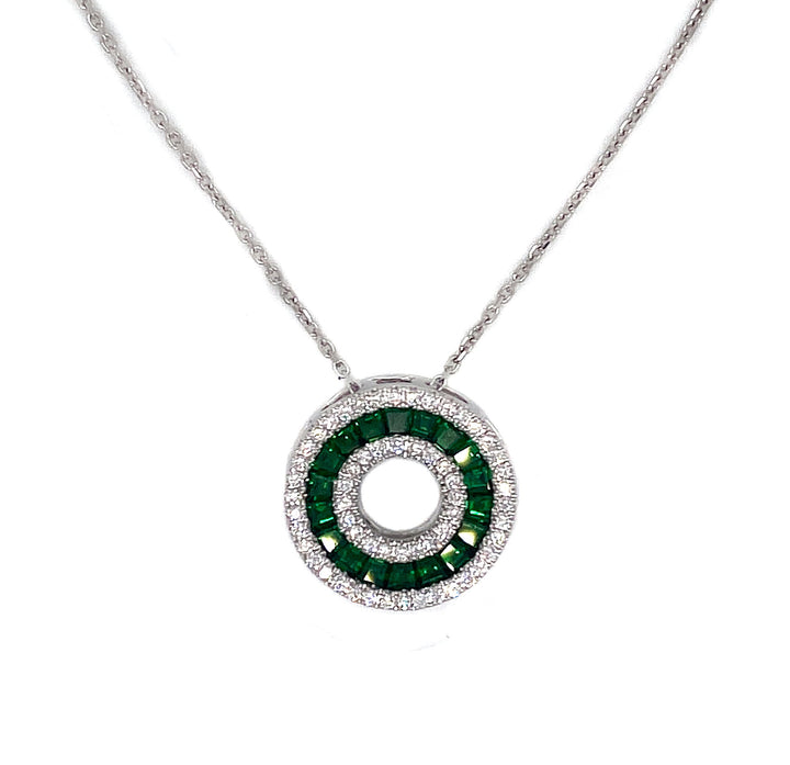 18kt White Gold Diamond and Tsavorite Pendant