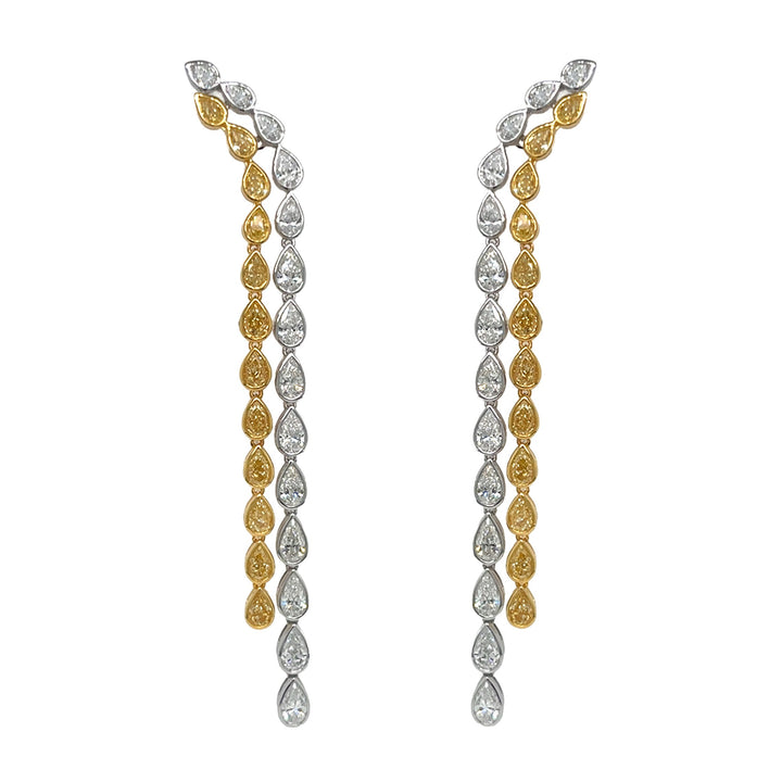 18kt White and Yellow Gold Diamond and Yellow Diamond Earrings