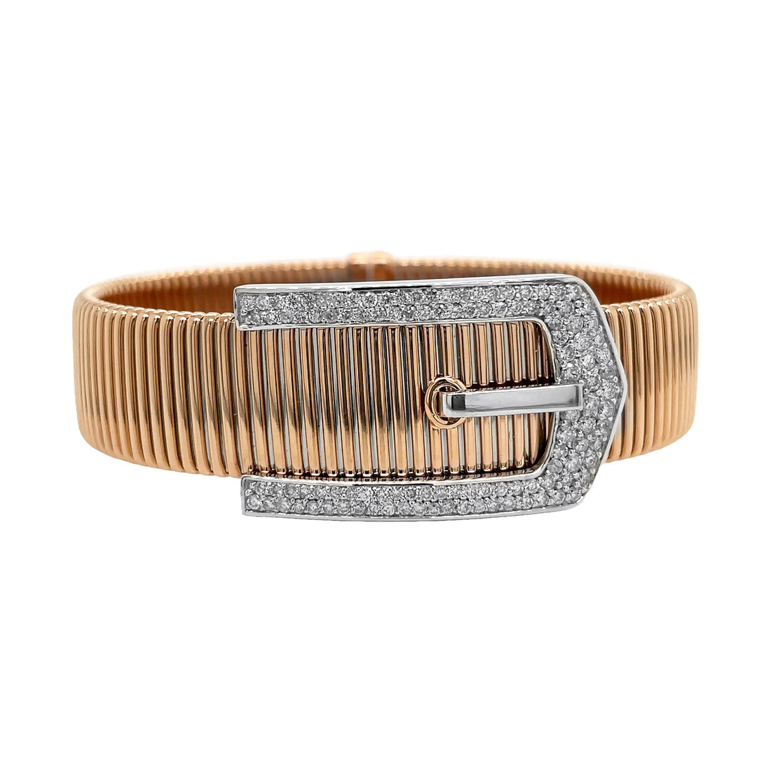 18kt Rose Gold Diamond Buckle Design Bangle
