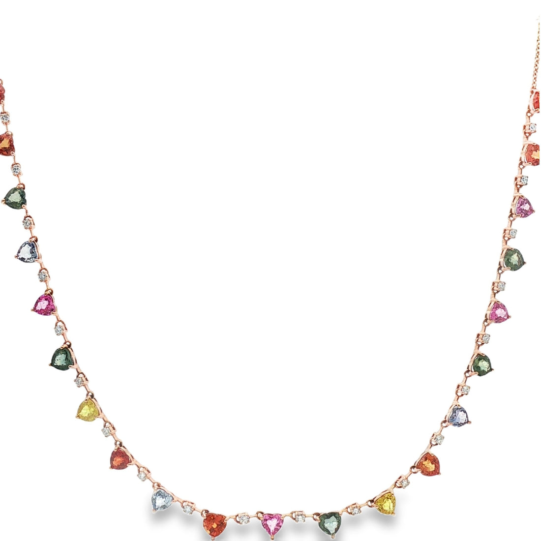 18kt Rose Gold Diamond Sapphire Necklace