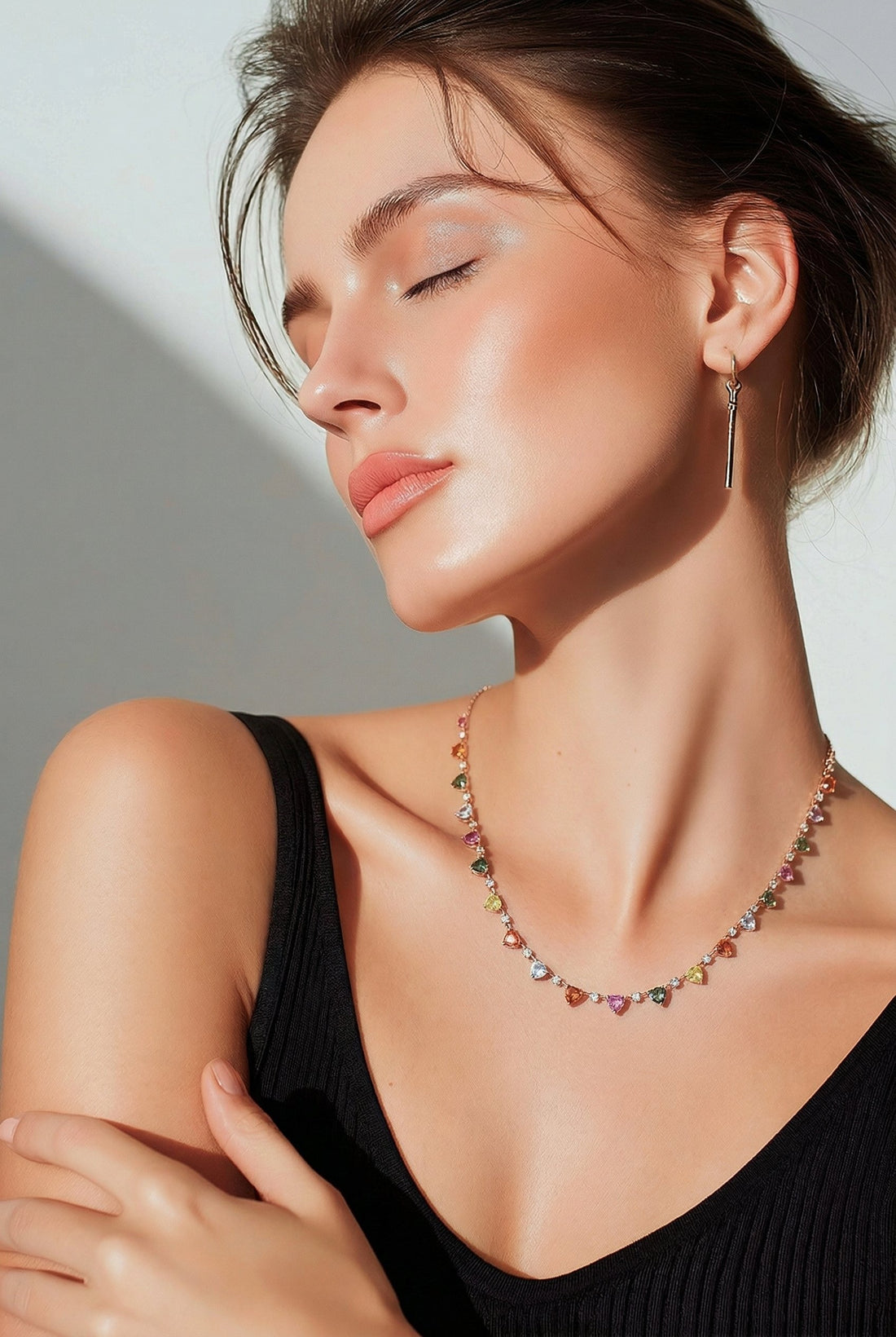 18kt Rose Gold Diamond Sapphire Necklace