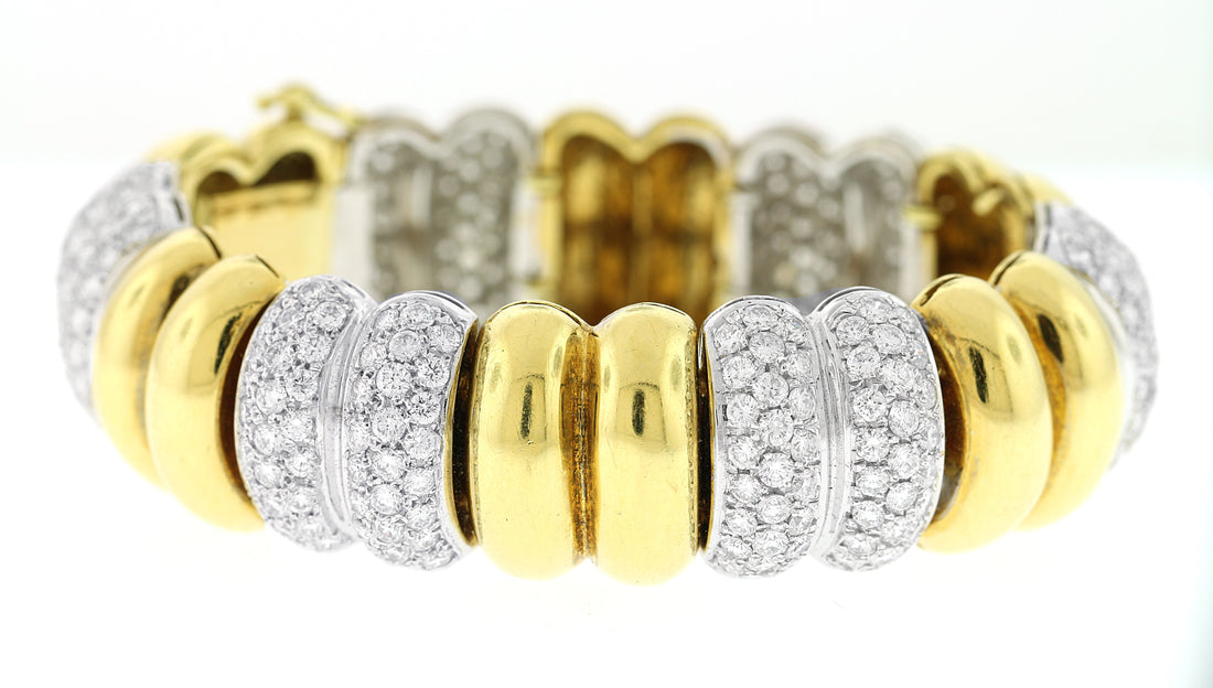 18kt Two Tone Diamond Bangle