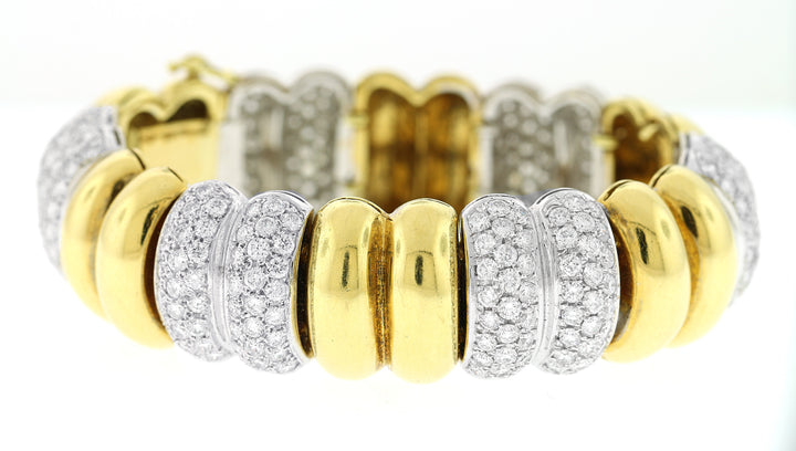 18kt Two Tone Diamond Bangle