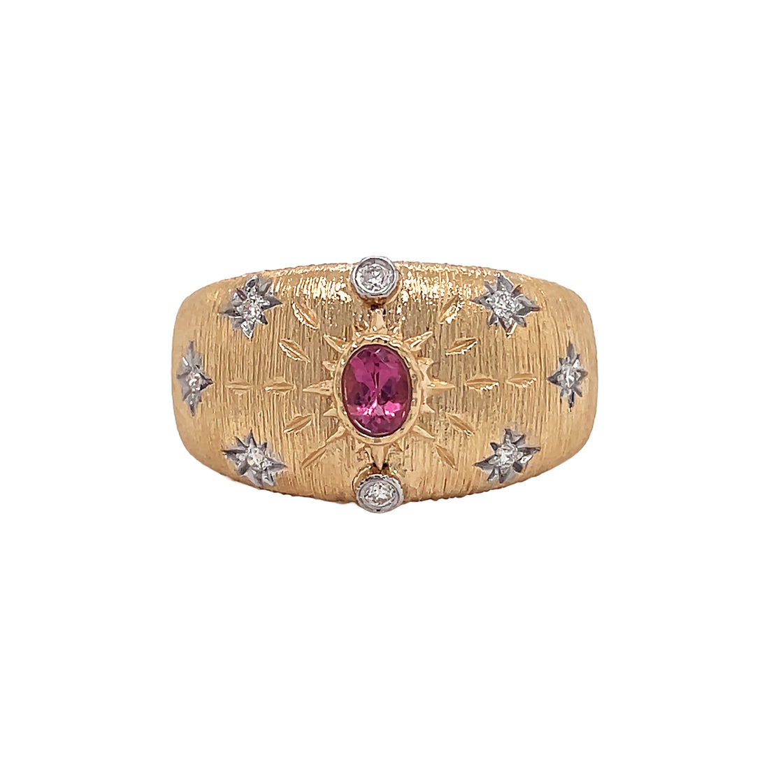 18Kt Yellow Gold Diamond and Ruby Ring