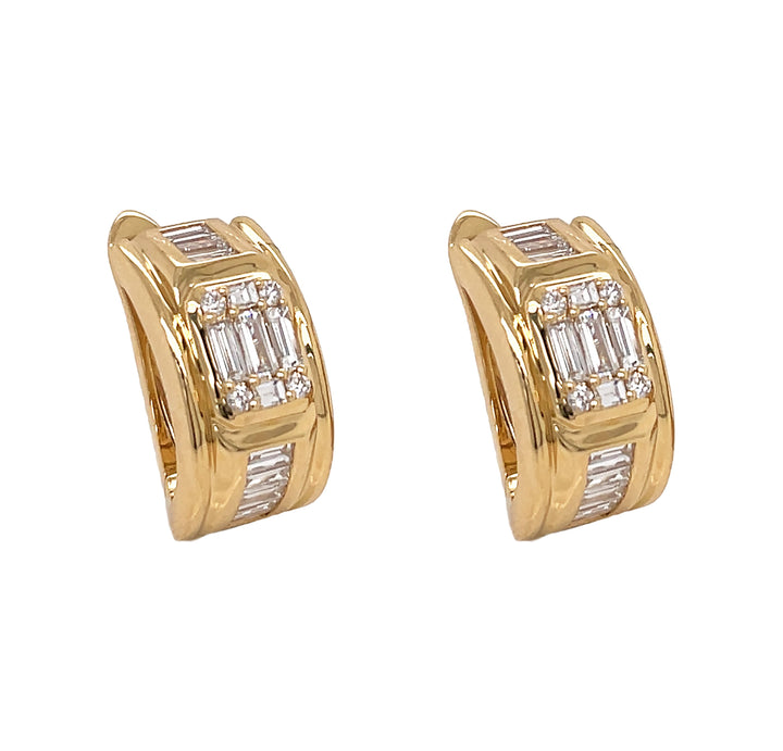 18kt Yellow Gold Diamond Huggie Earrings