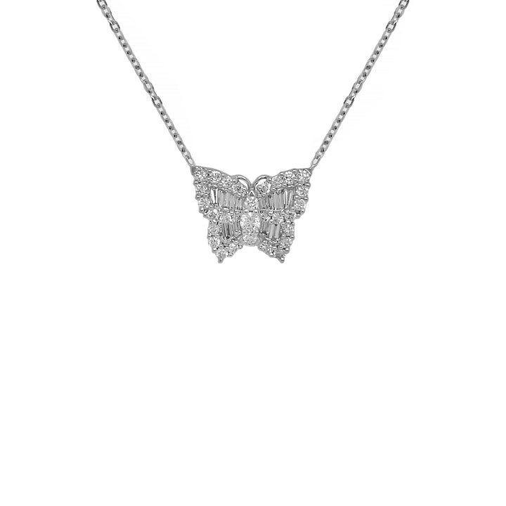 18kt White Gold Diamond Butterfly Pendant