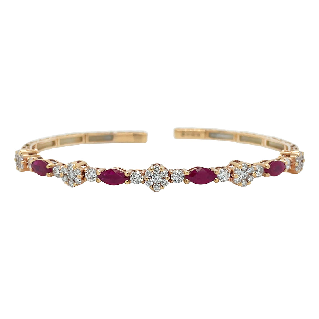 18kt Rose Gold Diamond And Ruby Bangle