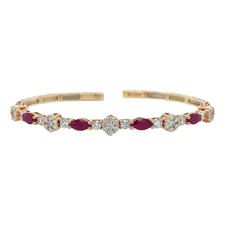 18kt Rose Gold Diamond And Ruby Bangle
