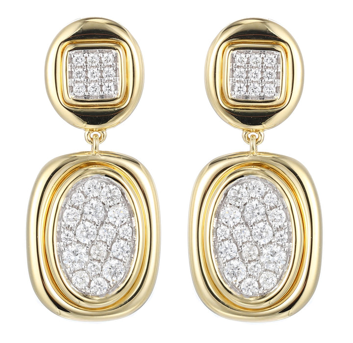 18kt Yellow Gold Diamond Dangling Earrings