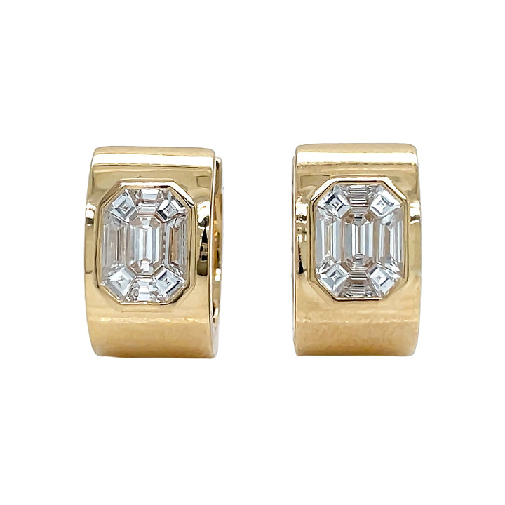 18kt Yellow Gold Diamond Huggie Earrings