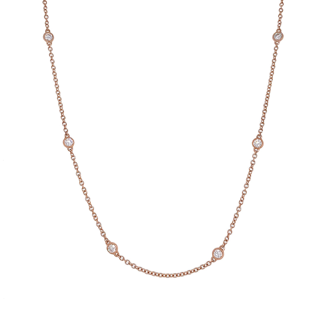 18kt Rose Gold Diamond By The Inch Necklace