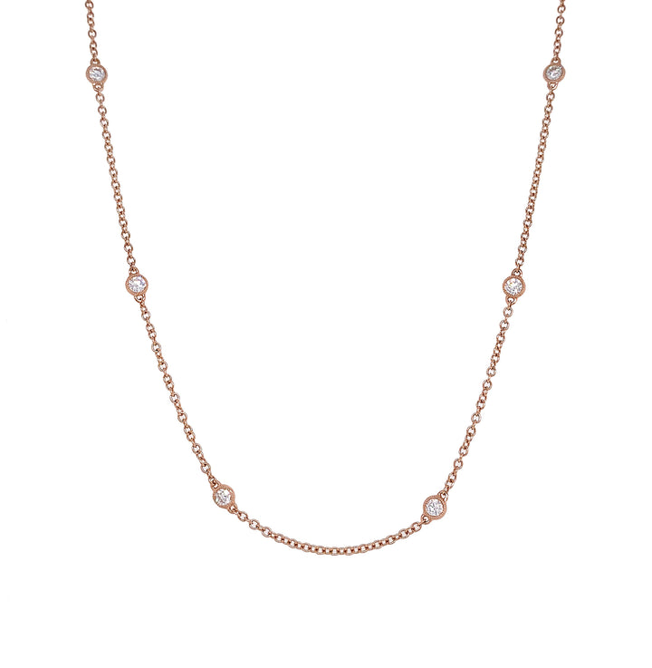 18kt Rose Gold Diamond By The Inch Necklace